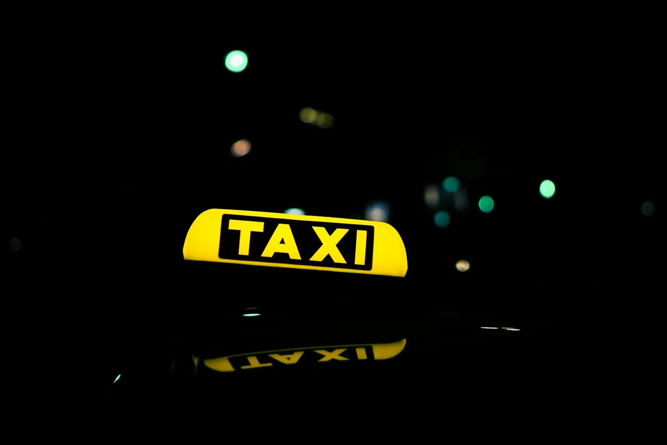 Illuminated taxi sign; illustrative stock photograph